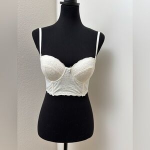 Cotton On Body White lace push up bustier bra 32C corset top bridal‎ wedding